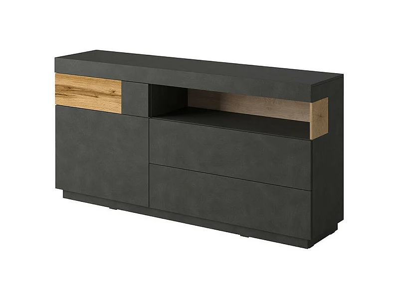 Buffet Kollektion KILES 170cm. Farbe anthrazitgrau und Eiche. Designstil.