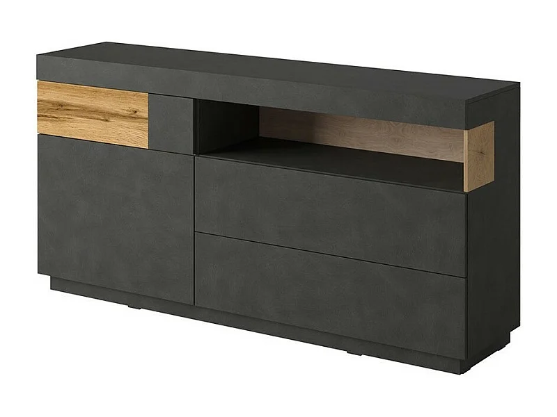 Buffet collection KILES 170cm. Coloris gris anthracite et chêne. Style design