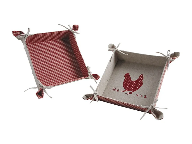 Corbeille en coton motif poule (Lot de 2)