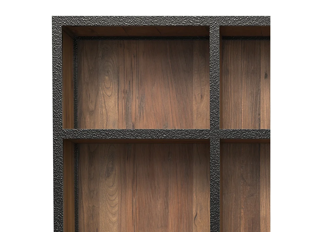 Libreria a 6 cassetti 12 nicchie in metallo e legno di cedro - Shelby