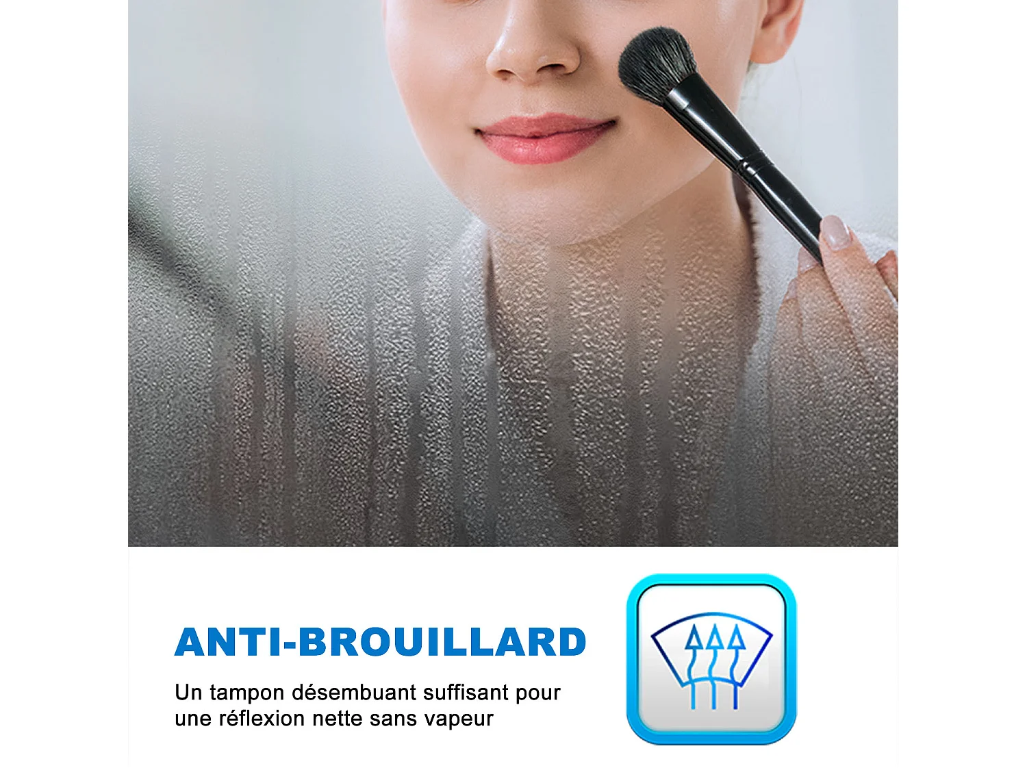 Miroir Lumineux avec Bluetooth 120 x 70cm, 3 Couleurs + Dimmable + Anti-buée + grossissant 3x，Mural Miroir Salle de Bain