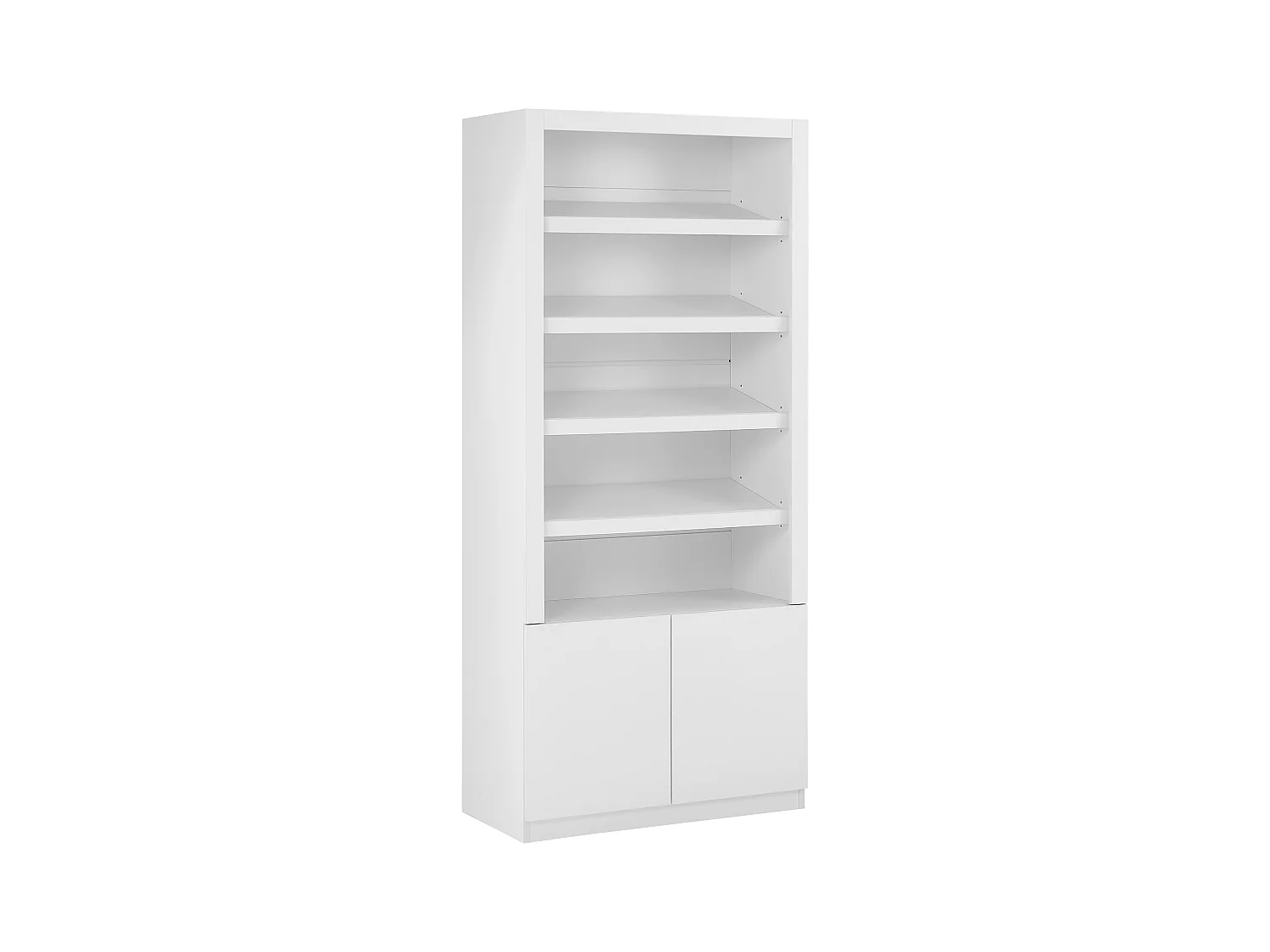 Meuble à chaussures 5 niches et 2 portes avec LEDs en MDF - Blanc - DOLMINA