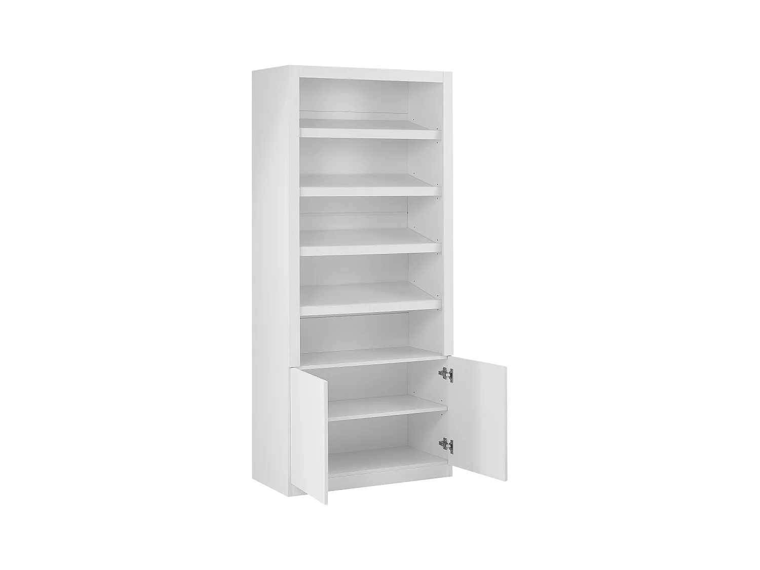 Meuble à chaussures 5 niches et 2 portes avec LEDs en MDF - Blanc - DOLMINA
