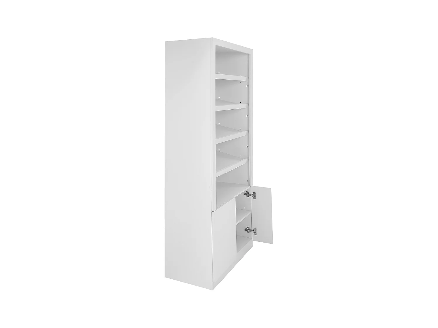 Meuble à chaussures 5 niches et 2 portes avec LEDs en MDF - Blanc - DOLMINA