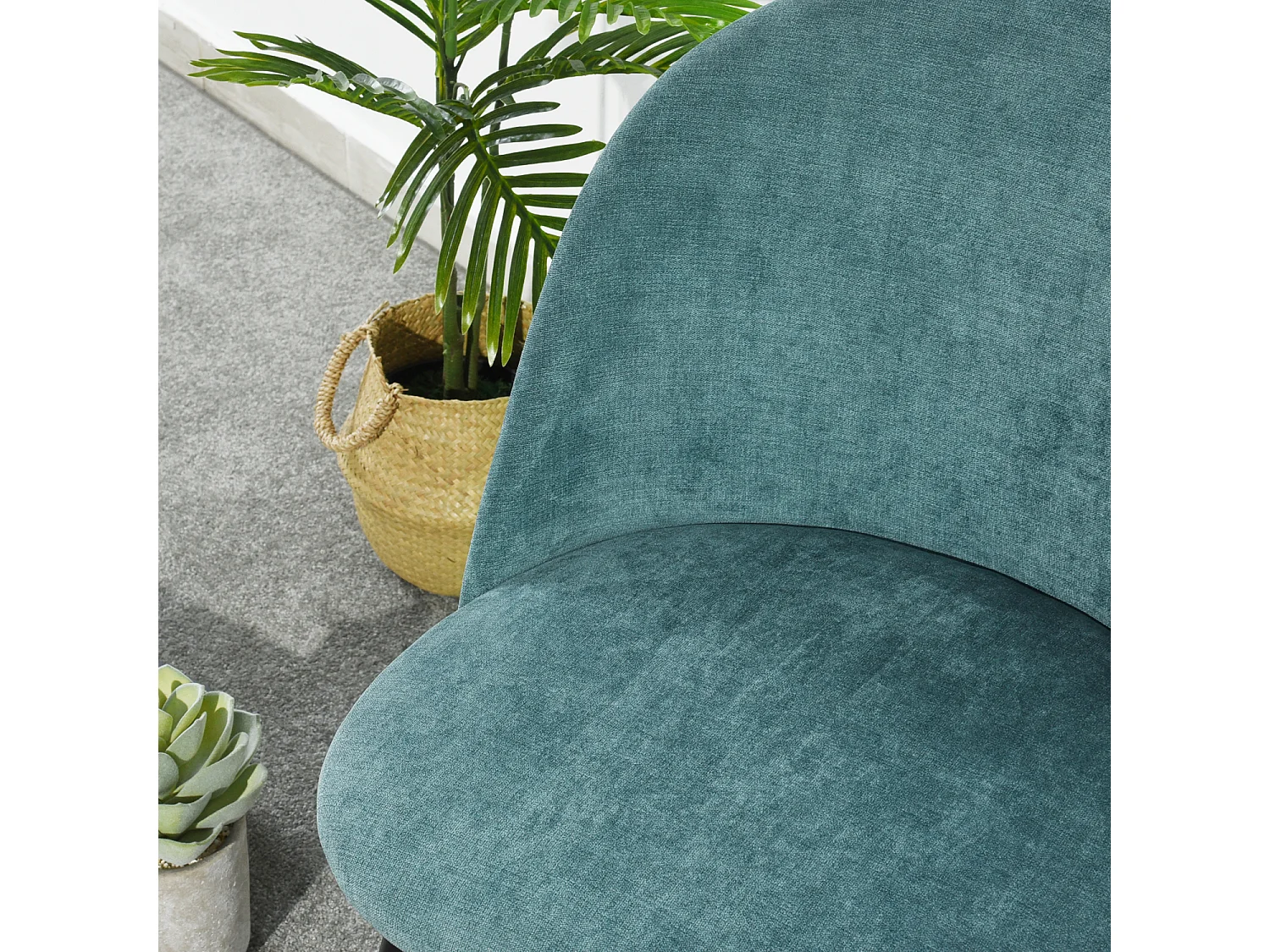 Set di 2 sedie per sala da pranzo scandinave in tessuto verde turchese ZOMBA TERRY FABRIC GREEN UKFR