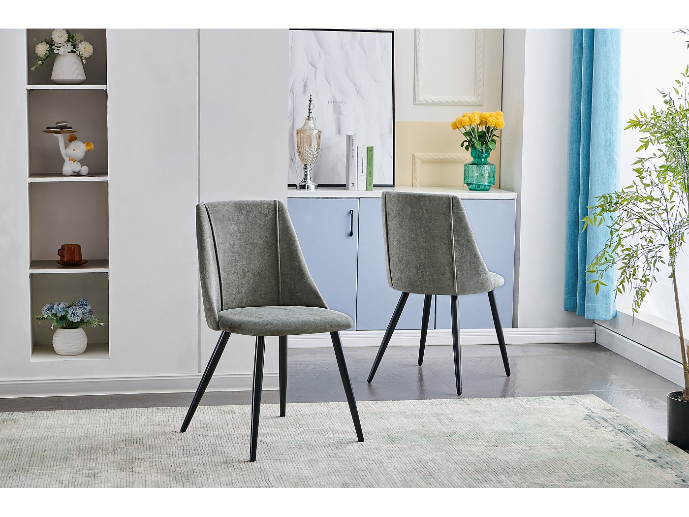 Lot de 2 chaises de salle à manger scandinave tissu gris SMEG TERRY