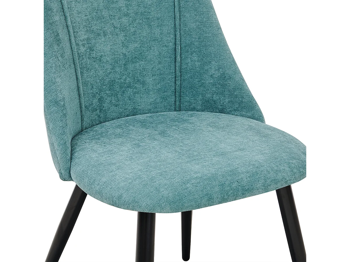 Set di 2 sedie per sala da pranzo scandinave in tessuto verde turchese SMEG TERRY GREEN BLACK LEG UKFR