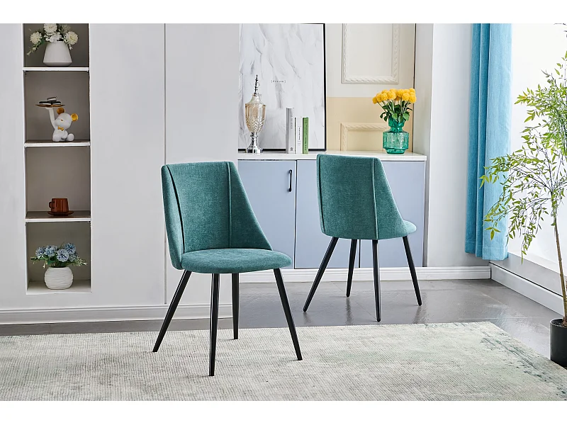 Set di 2 sedie per sala da pranzo scandinave in tessuto verde turchese SMEG TERRY GREEN BLACK LEG UKFR