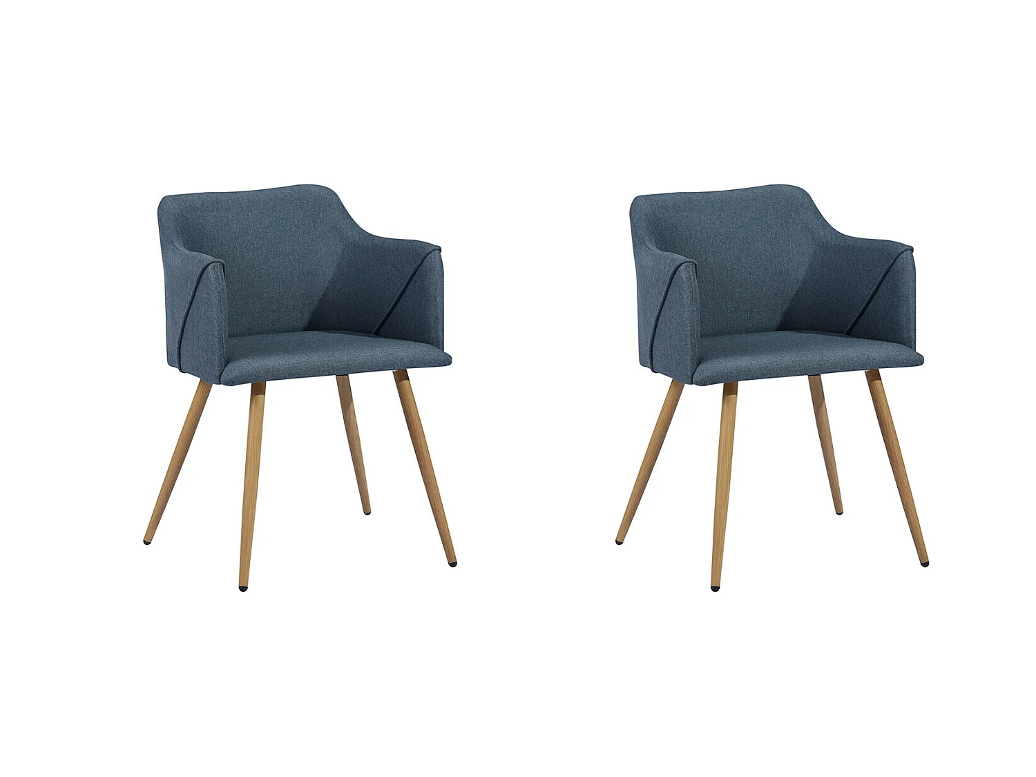 Lot de 2 chaises salle à manger scandinaves tissu bleu pétrole pieds bois ALDRIDGE BLUE OAK LEG
