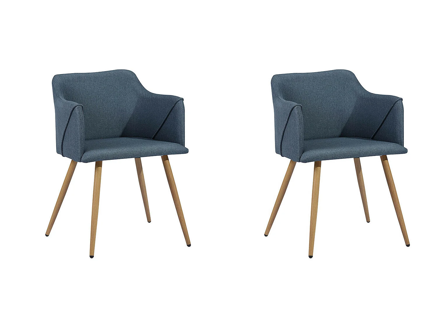 Lot de 2 chaises salle à manger scandinaves tissu bleu pétrole pieds bois ALDRIDGE BLUE OAK LEG