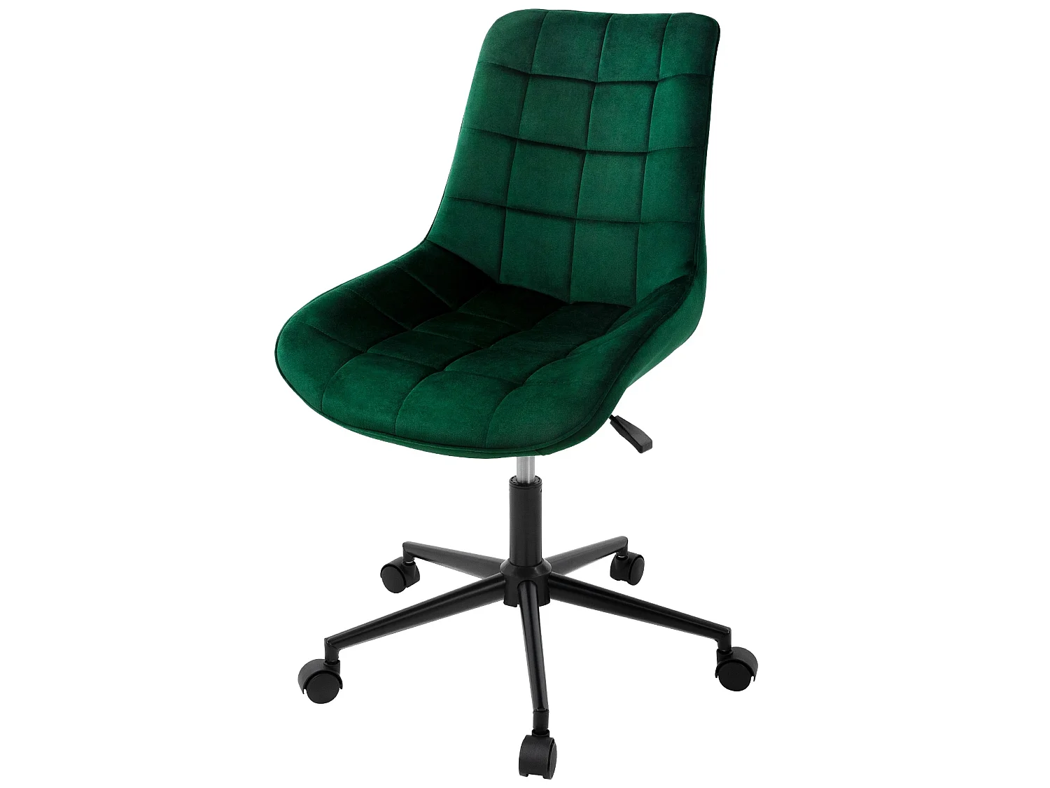 Silla de oficina verde con ruedas con revestimiento de terciopelo y base de metal ML-Design