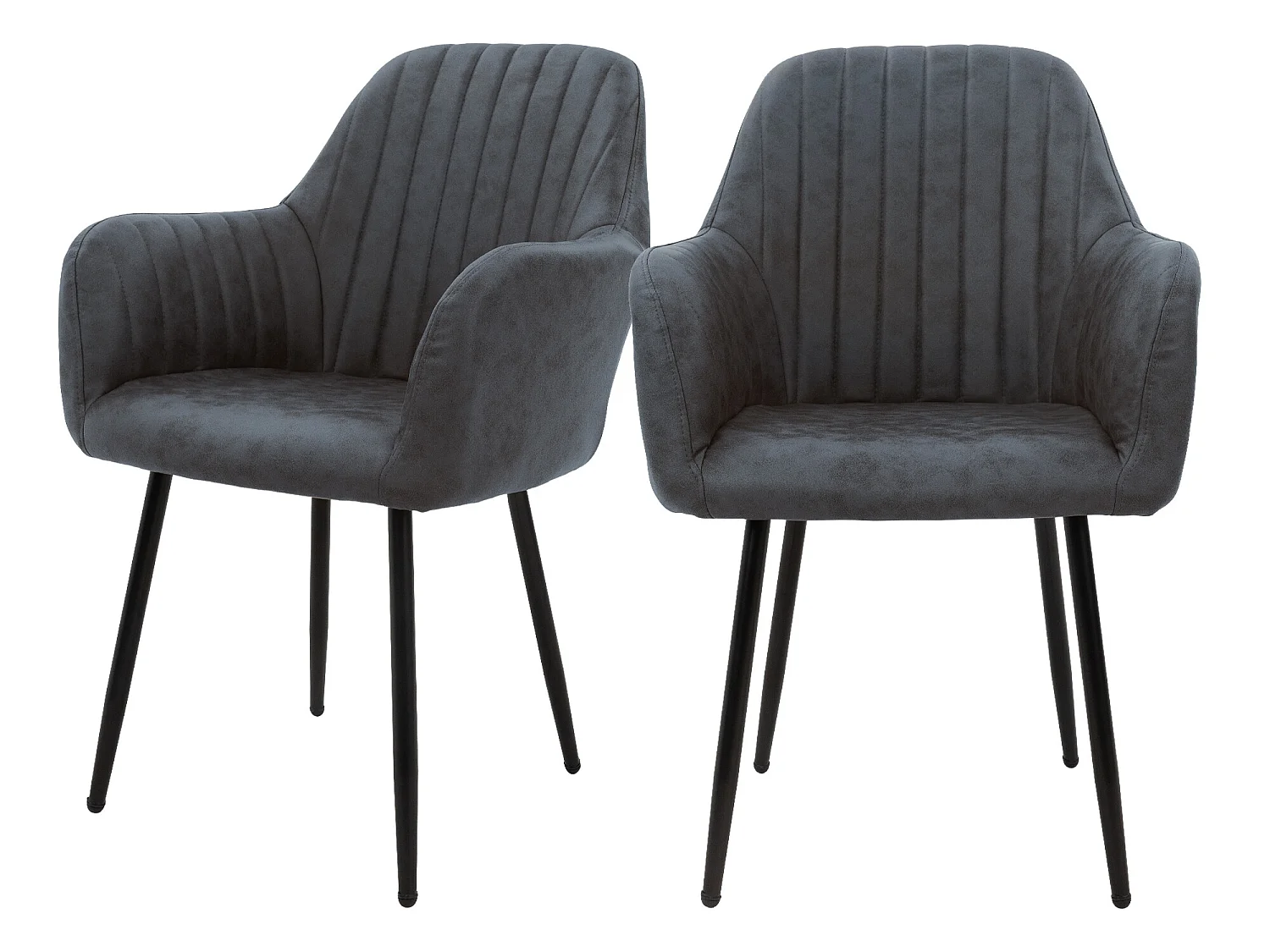 Silla de comedor con respaldo y respaldo. reposabrazos Juego de 2 piel sintética antracita con