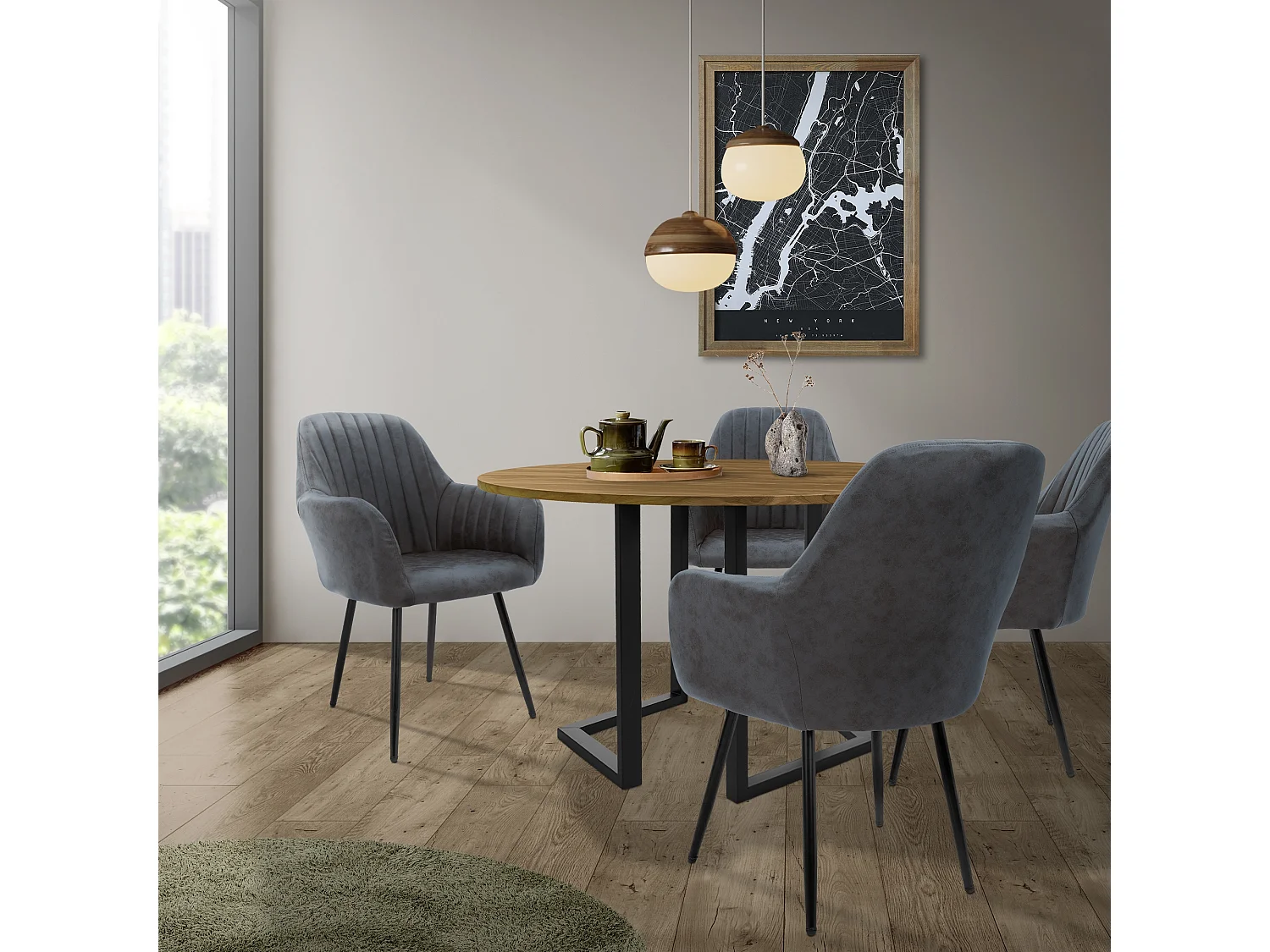 Set 2 sedie da pranzo rivestite similpelle antracite sedia imbottita poltroncina