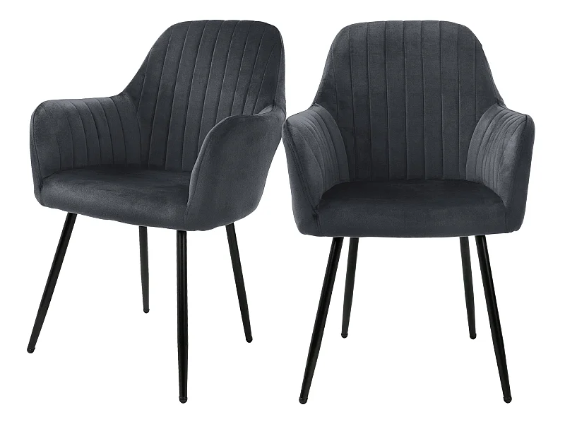 Sillas de comedor con respaldo y respaldo. reposabrazos Juego de 2 Gris con revestimiento de terciopelo y