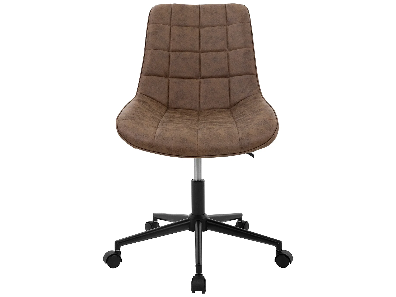 Sedia da ufficio marrone con rotelle con rivestimento in ecopelle e base in metallo ML-Design