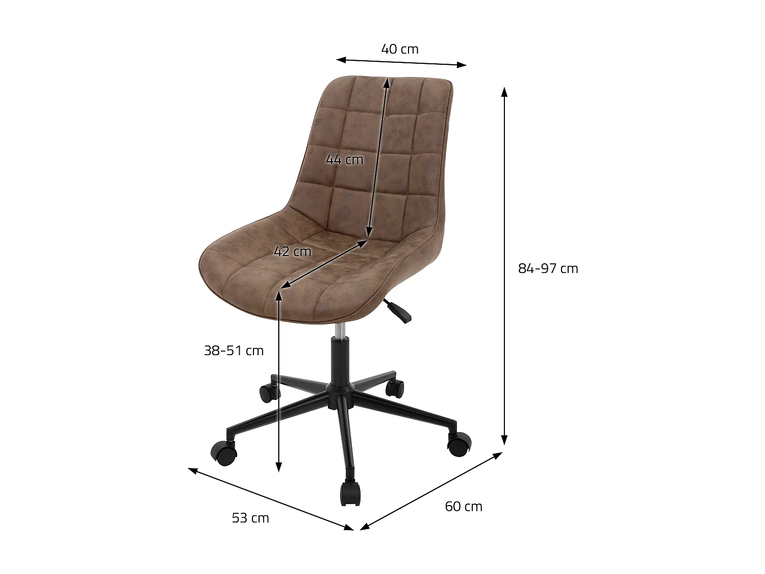 ML-Design Sedia da scrivania ergonomica in similpelle marrone con schienale regolabile altezza struttura in metallo girevole 360° per ufficio o studio