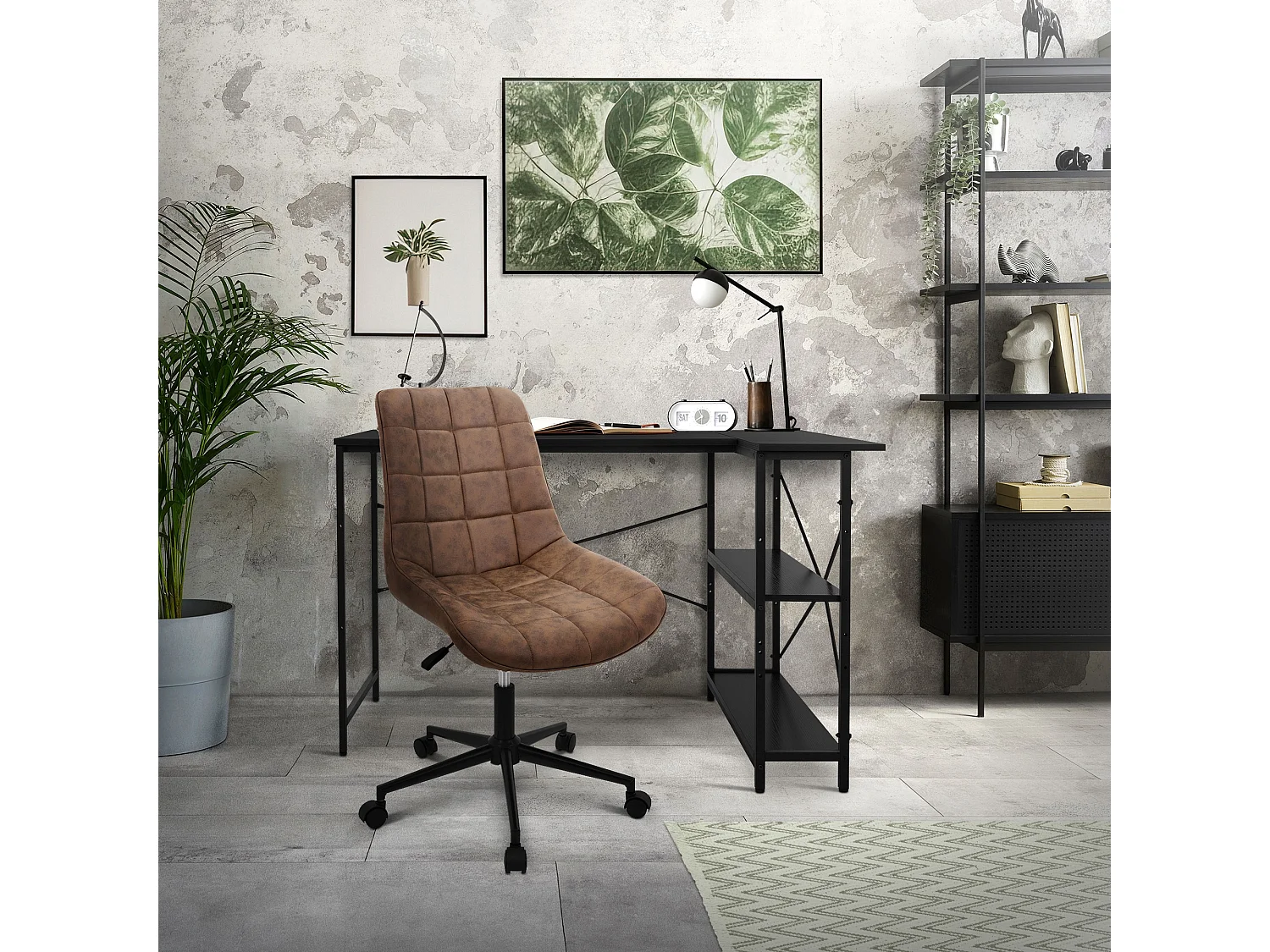 ML-Design Sedia da scrivania ergonomica in similpelle marrone con schienale regolabile altezza struttura in metallo girevole 360° per ufficio o studio