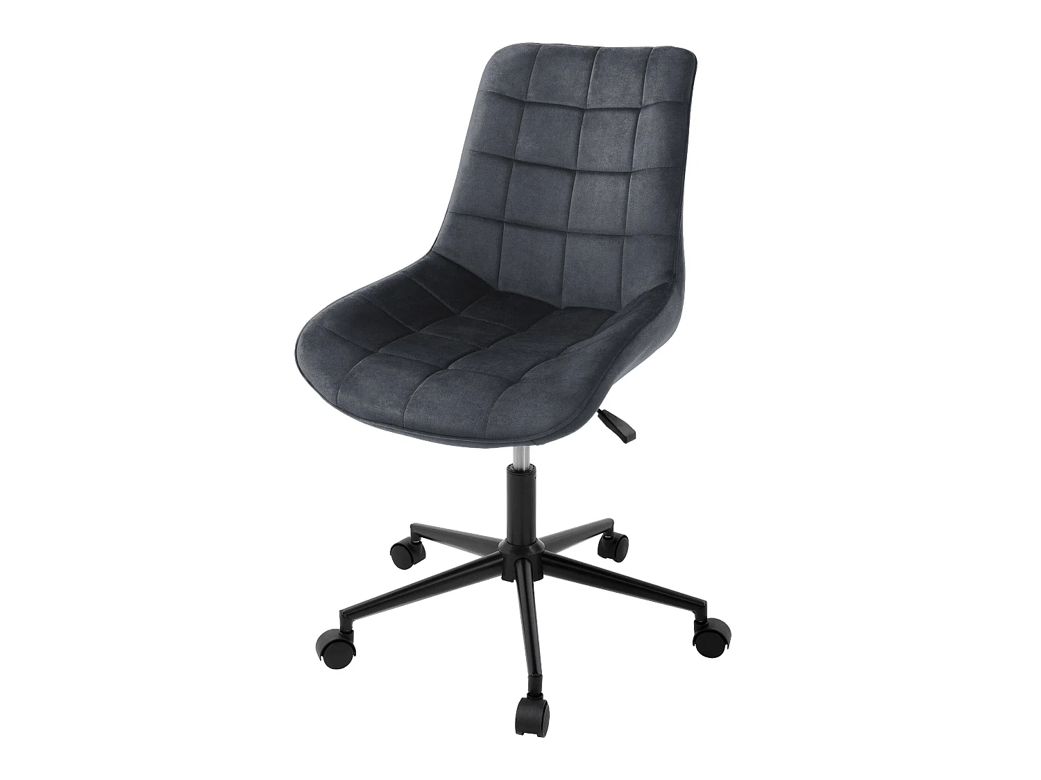 Chaise de bureau à roulettes Gris avec revêtement en velours et piètement métallique ML-Design