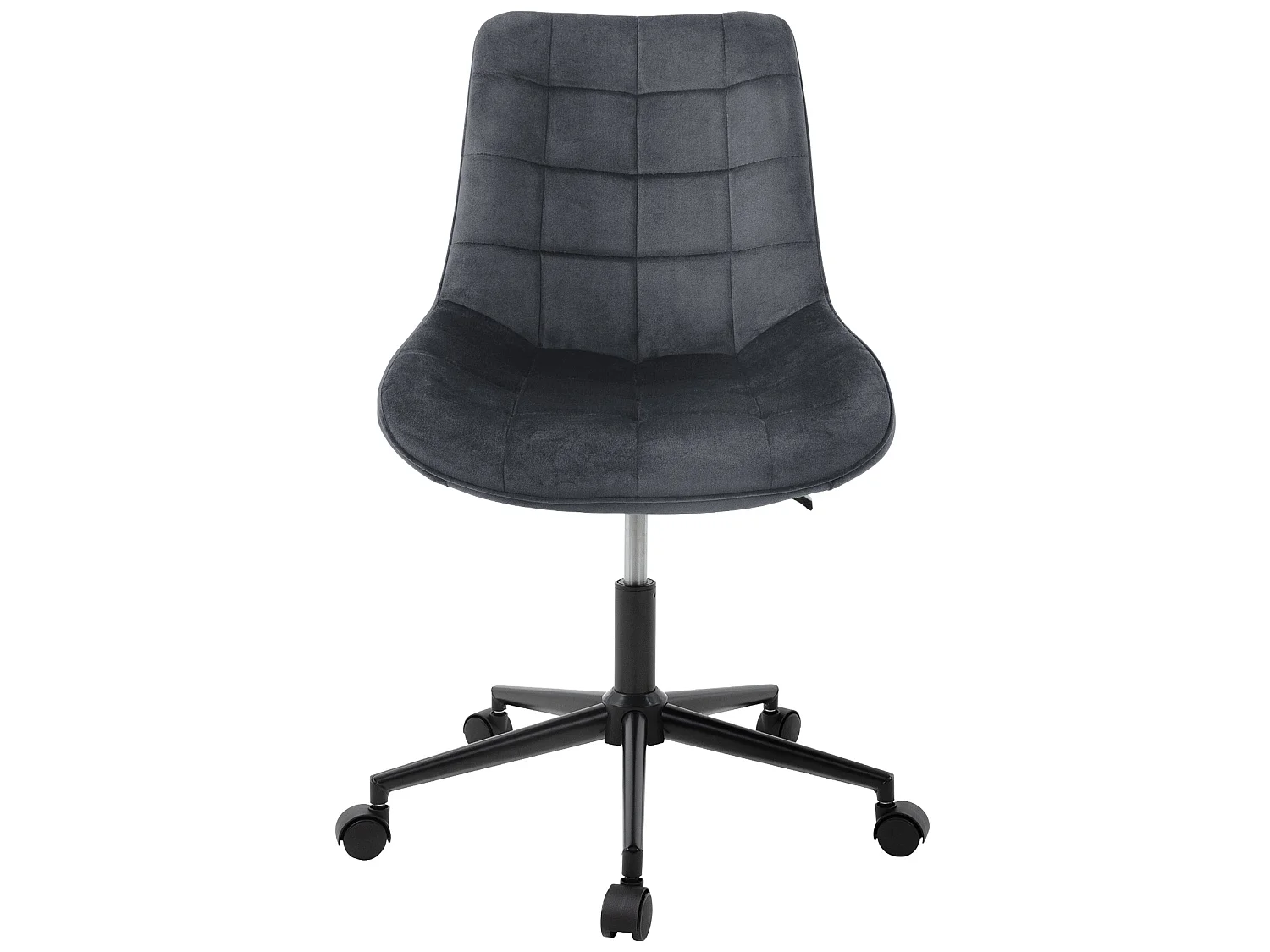 Sedia da ufficio grigia con rotelle con rivestimento in velluto e base in metallo ML-Design