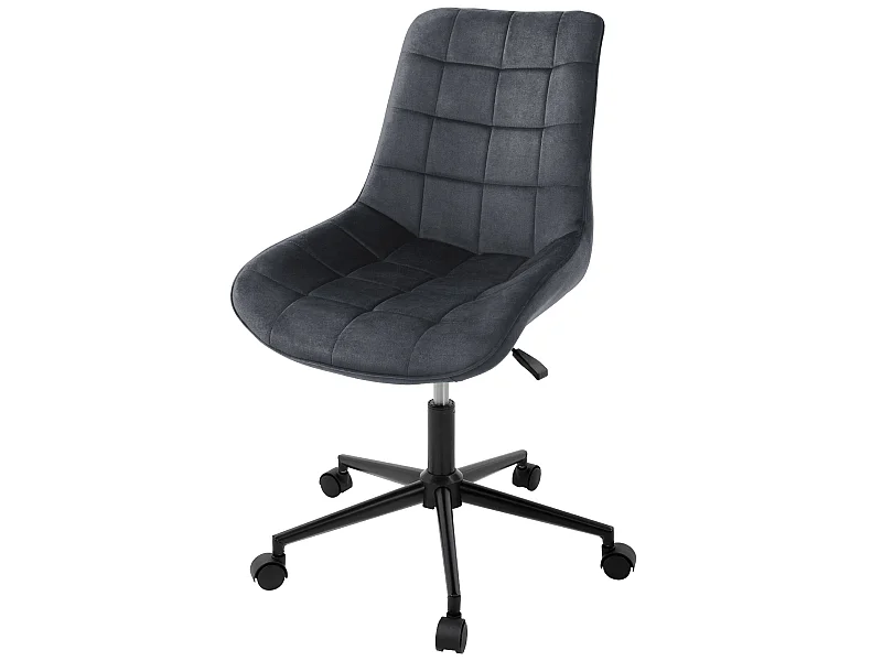 Silla de oficina gris con ruedas con revestimiento de terciopelo y base de metal ML-Design
