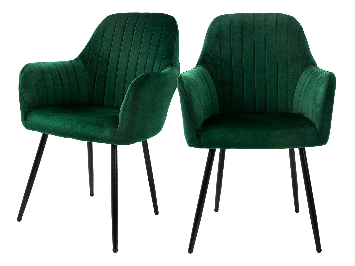 Sillas de comedor con respaldo y respaldo. reposabrazos (juego de 2) verde con revestimiento de terciopelo
