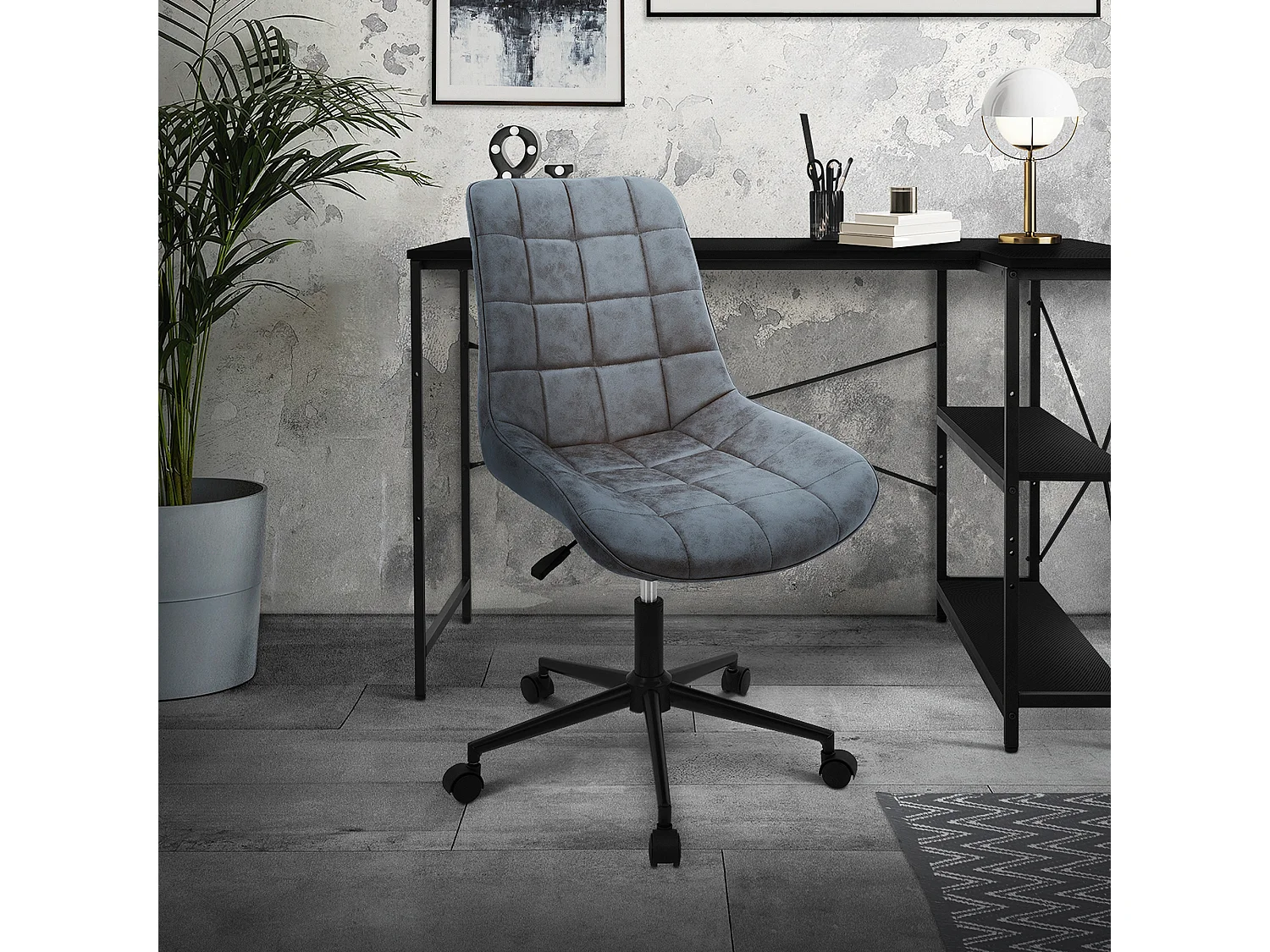 ML-Design Sedia da scrivania ergonomica in similpelle antracite con schienale regolabile altezza struttura in metallo girevole 360° per ufficio studio