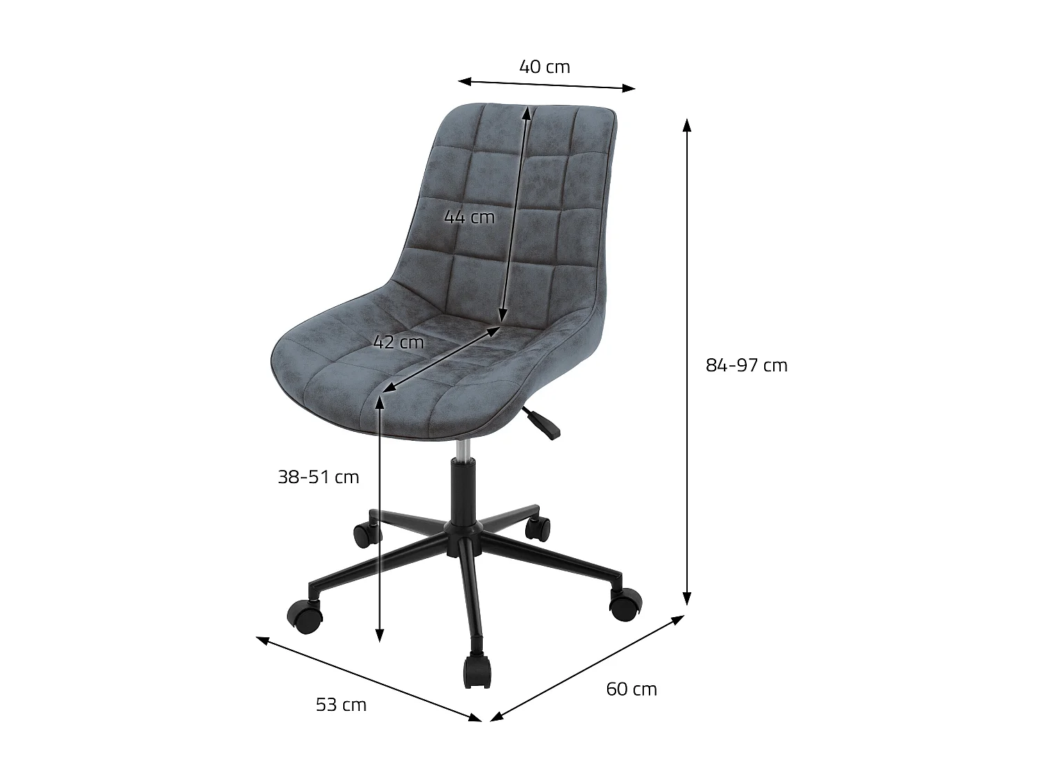 ML-Design Sedia da scrivania ergonomica in similpelle antracite con schienale regolabile altezza struttura in metallo girevole 360° per ufficio studio