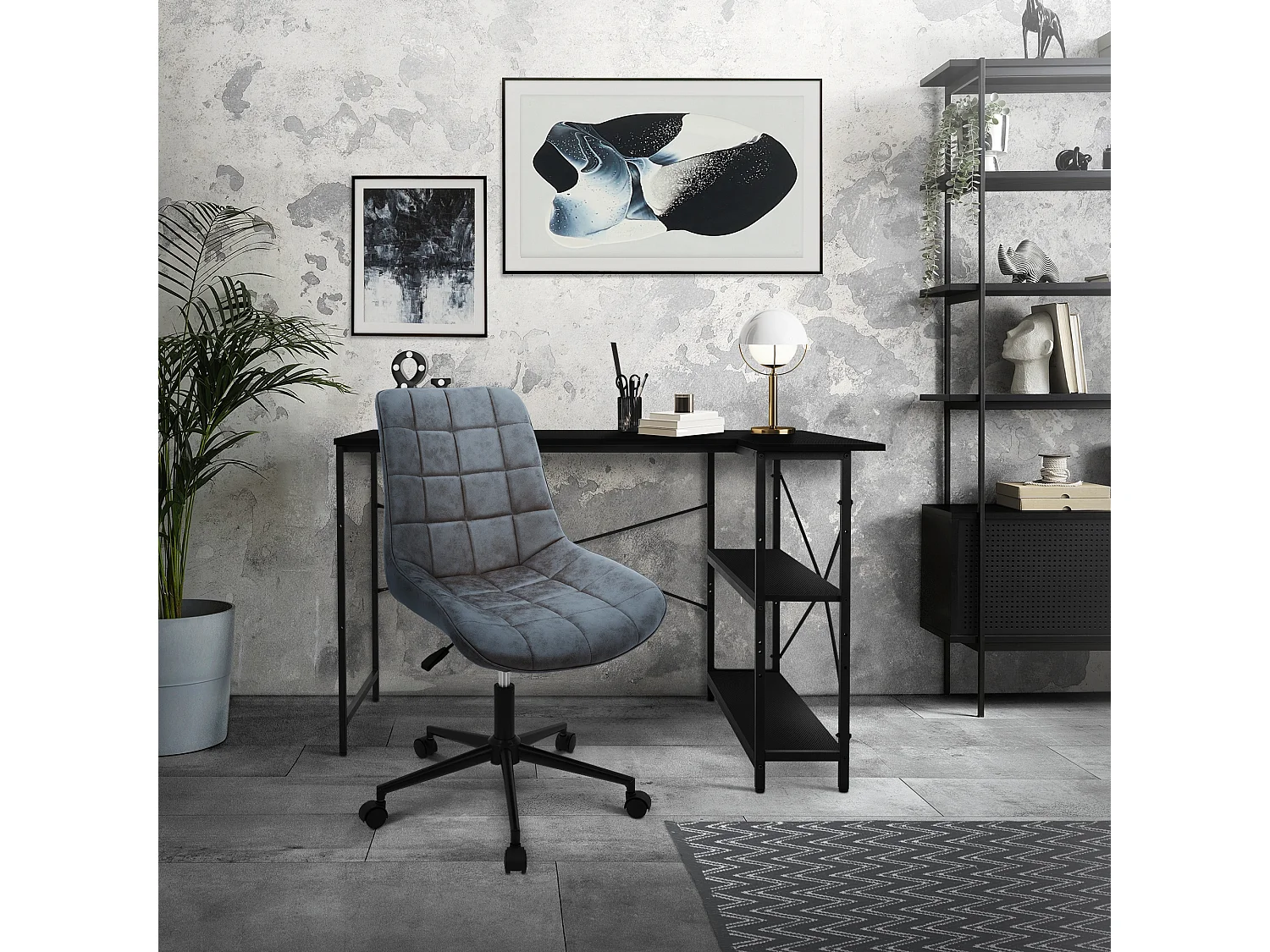 ML-Design Sedia da scrivania ergonomica in similpelle antracite con schienale regolabile altezza struttura in metallo girevole 360° per ufficio studio