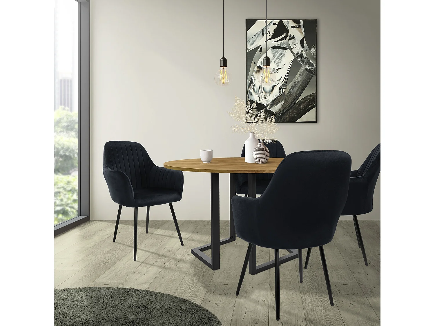 Set di 2 sedie da pranzo velluto nero sedia imbottita poltroncina per soggiorno