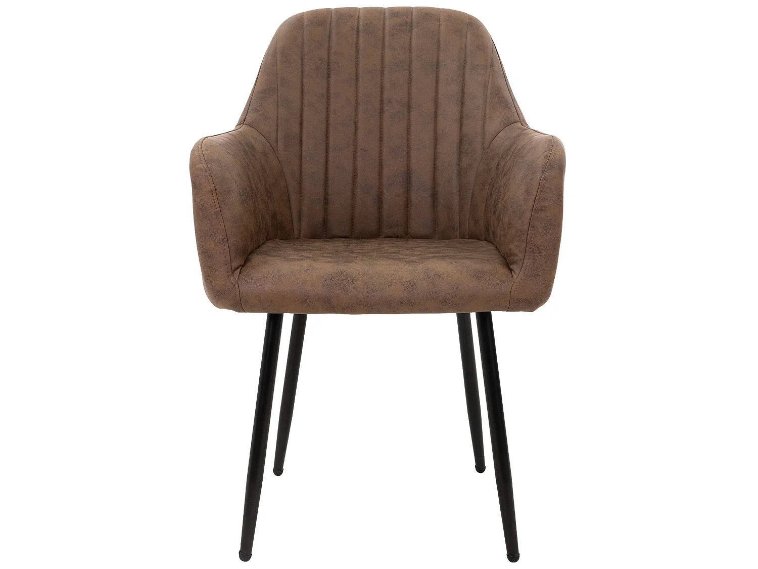 Chaise de salle à manger avec dossier &amp; accoudoirs Set de 2 pièces Marron en similicuir avec