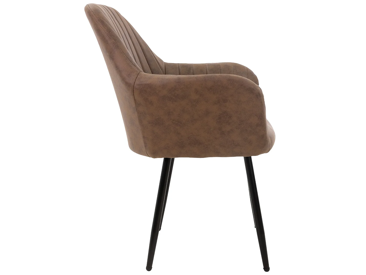 Chaise de salle à manger avec dossier &amp; accoudoirs Set de 2 pièces Marron en similicuir avec