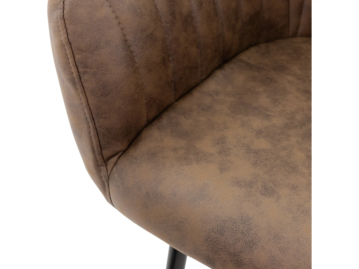 Chaise de salle à manger avec dossier &amp; accoudoirs Set de 2 pièces Marron en similicuir avec