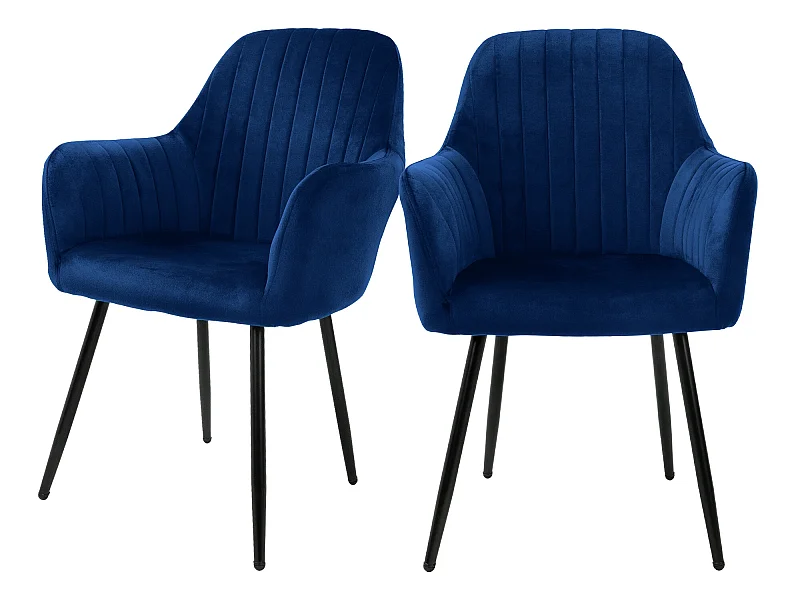 Sillas de comedor con respaldo y respaldo. reposabrazos Juego de 2 azul con revestimiento de terciopelo y