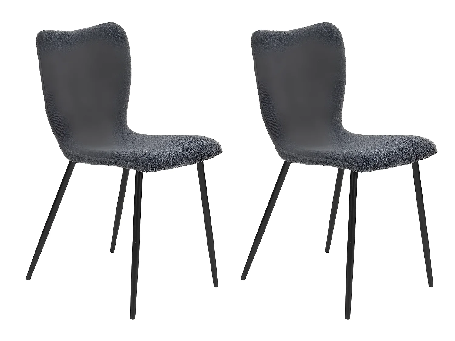 Lot de 2 chaises salle à manger en tissu gris effet laine bouclette DURSO GRANULAR GREY UKFR