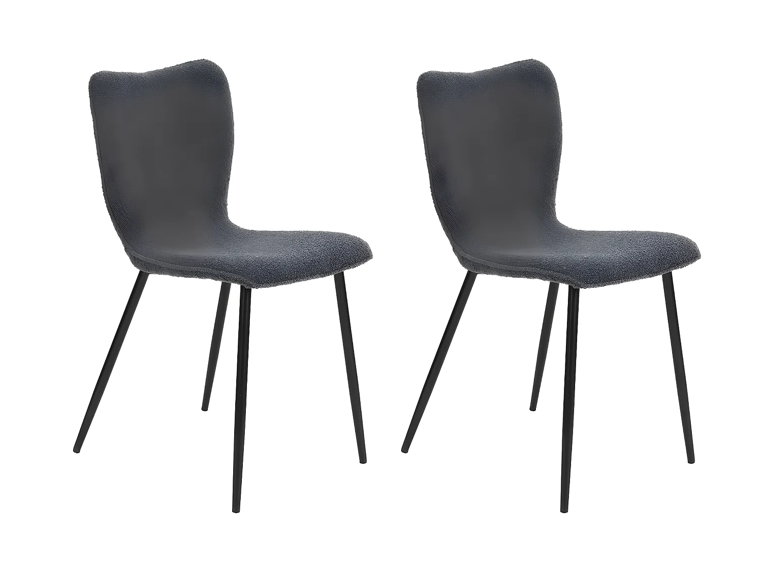 Lot de 2 chaises salle à manger en tissu gris effet laine bouclette DURSO GRANULAR GREY UKFR