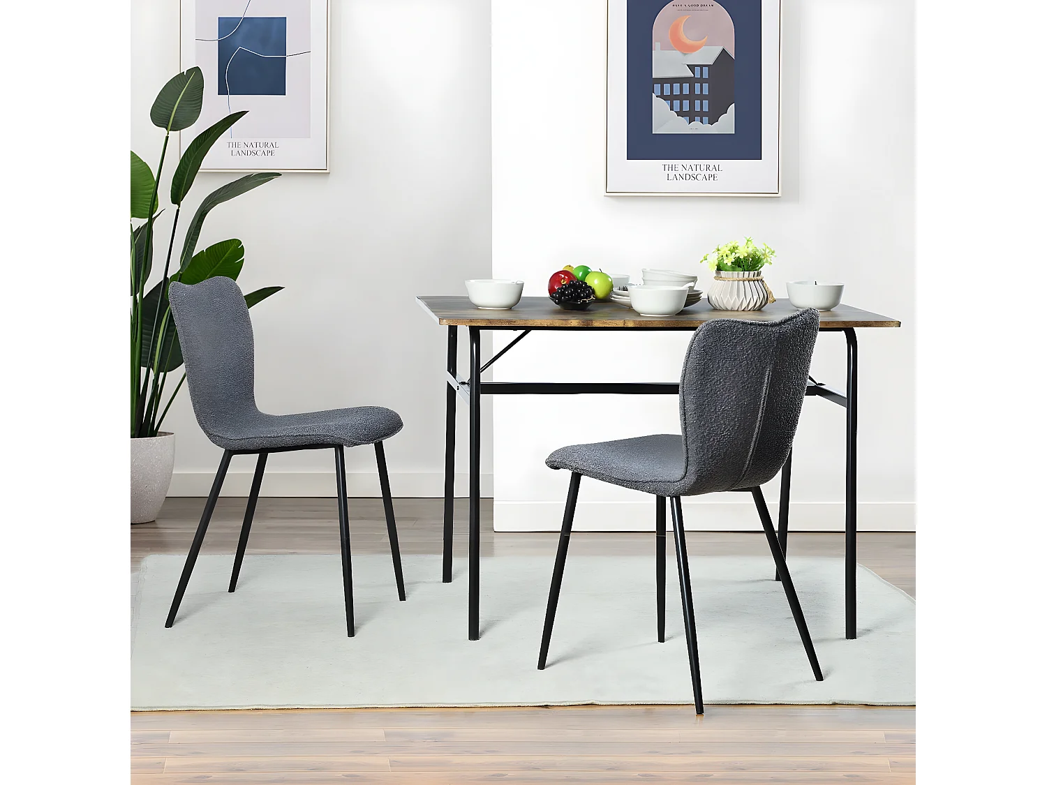 Juego de 2 sillas de comedor en tejido efecto lana gris DURSO GRANULAR GREY UKFR