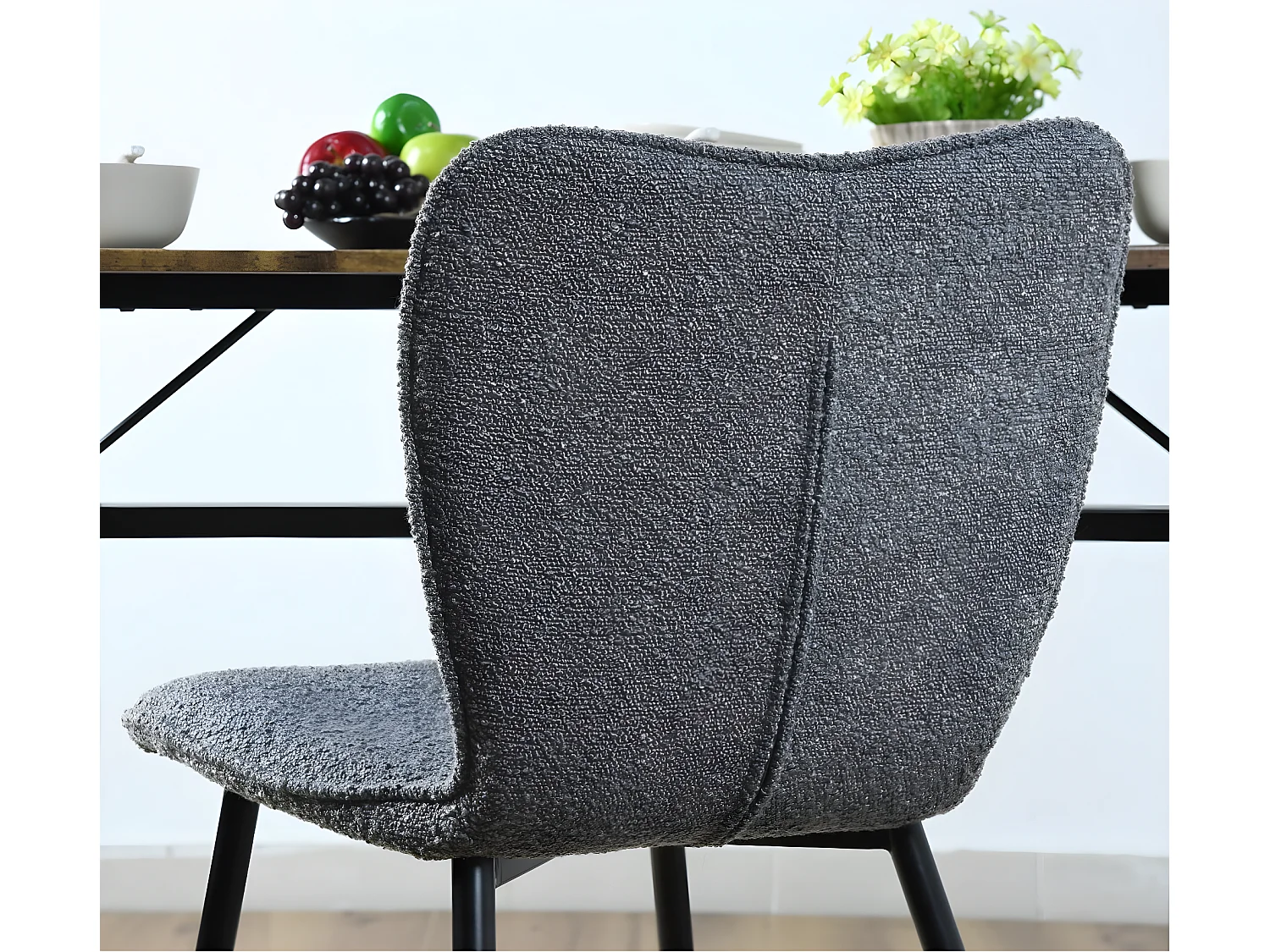 Juego de 2 sillas de comedor en tejido efecto lana gris DURSO GRANULAR GREY UKFR