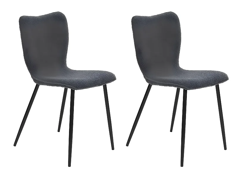 Lot de 2 chaises salle à manger en tissu gris effet laine bouclette DURSO GRANULAR GREY UKFR