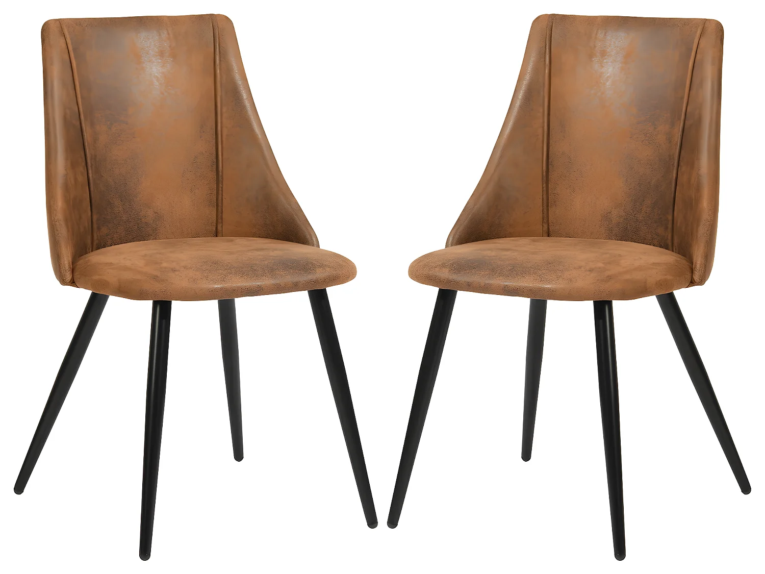 Lot de 2 chaises de salle à manger en velours scandinave avec pieds en métal marron foncé pour salle à manger 52.5*49.5*83cm