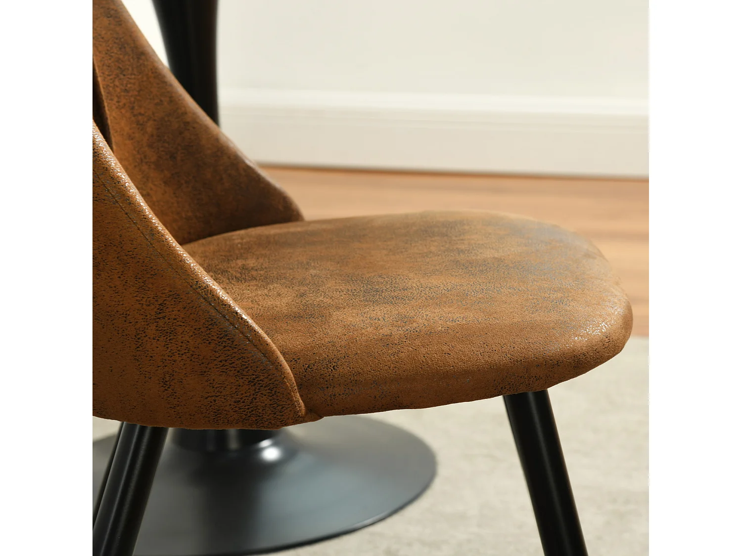 Lot de 2 chaises de salle à manger en velours scandinave avec pieds en métal marron foncé pour salle à manger 52.5*49.5*83cm