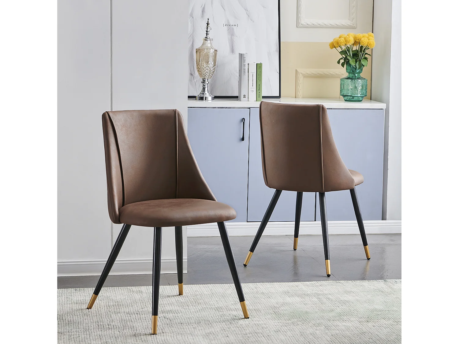 Conjunto de 2 sillas de comedor escandinavas de tejido sintético marrón retro vintage SMEG VINTAGE BROWN UKFR