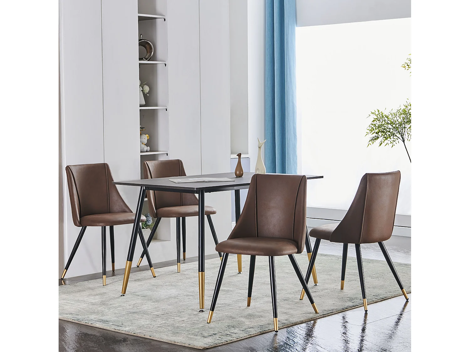 Conjunto de 2 sillas de comedor escandinavas de tejido sintético marrón retro vintage SMEG VINTAGE BROWN UKFR