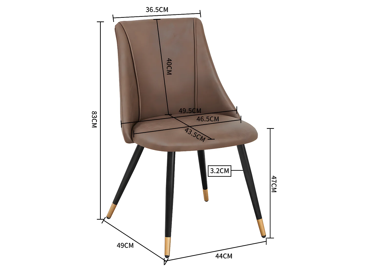 Conjunto de 2 sillas de comedor escandinavas de tejido sintético marrón retro vintage SMEG VINTAGE BROWN UKFR