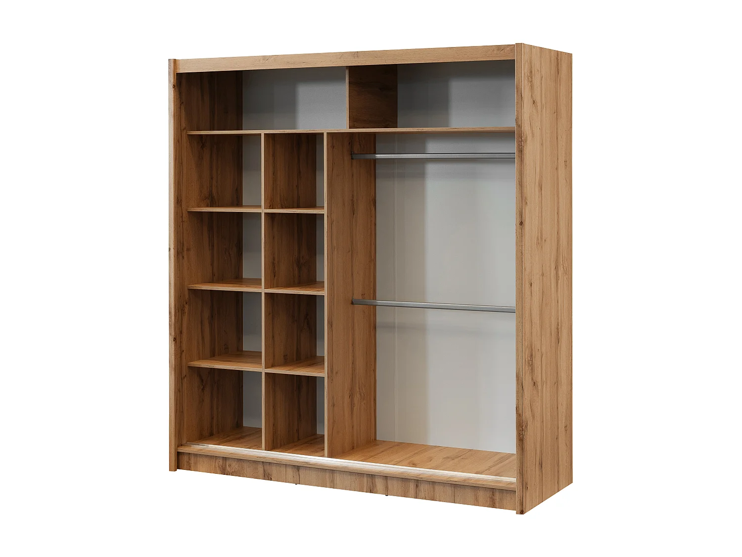 Armoire 2 portes coulissantes - Avec miroir - L203 cm - Coloris : Naturel et noir - CALOWI