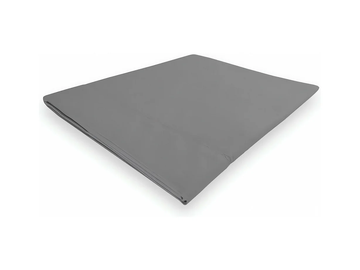 Drap plat en coton percale 260x300 cm CAMILLE gris, par songe de camille