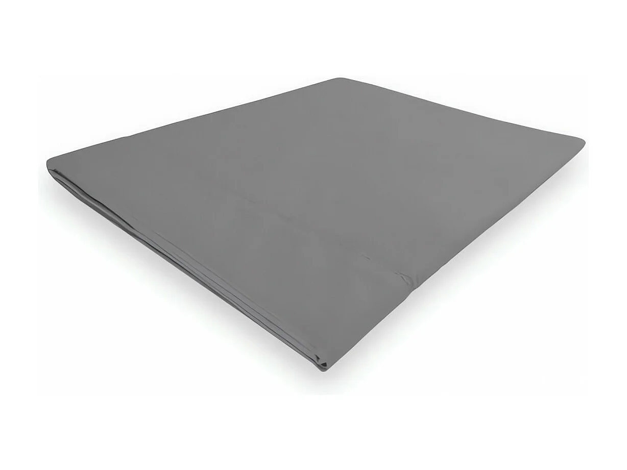 Drap plat en coton percale 260x300 cm CAMILLE gris, par songe de camille