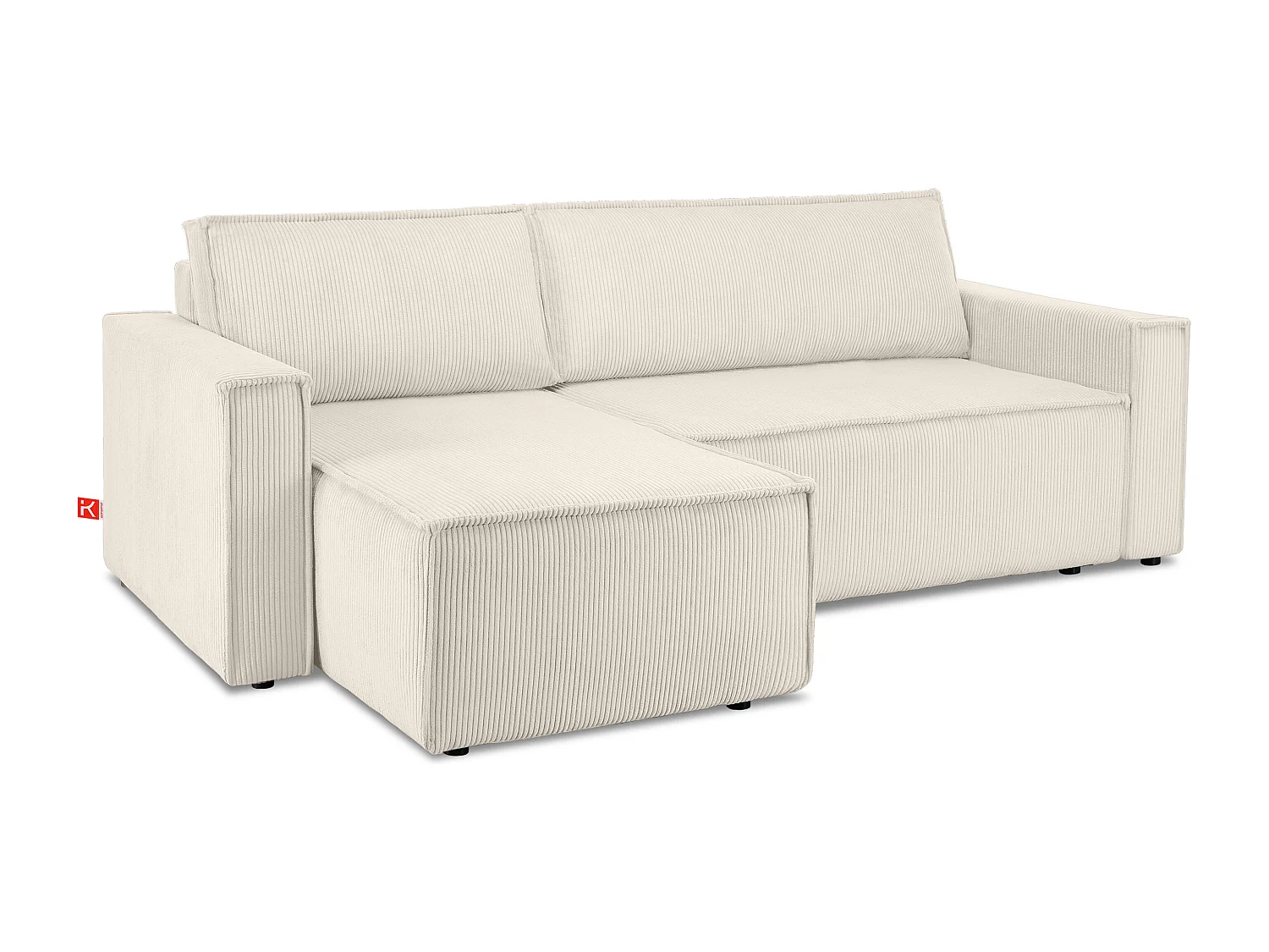 Ecksofa Big links/rechts -  Schlaffunktion mit Cordbezug - beige - NAPI