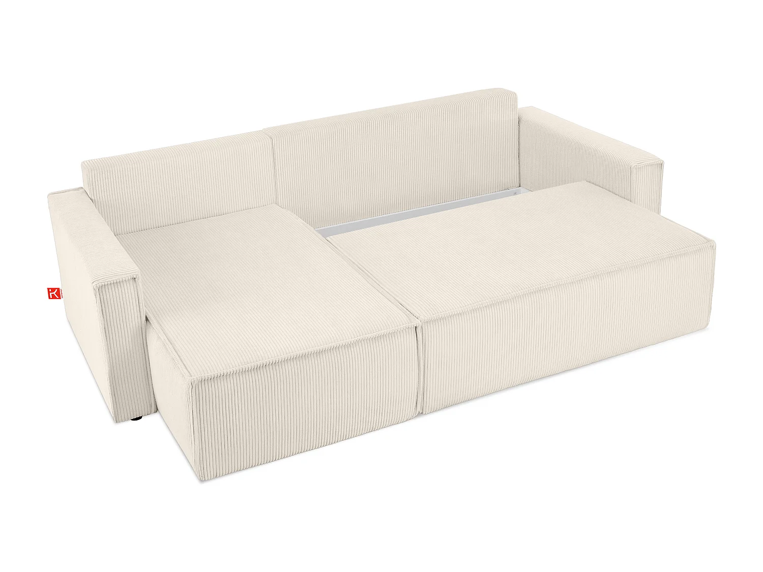Ecksofa Big links/rechts -  Schlaffunktion mit Cordbezug - beige - NAPI
