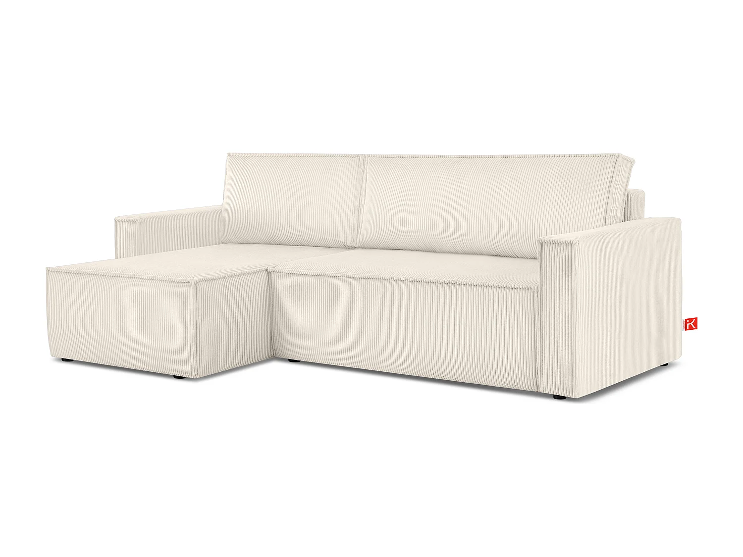 Ecksofa Big links/rechts -  Schlaffunktion mit Cordbezug - beige - NAPI