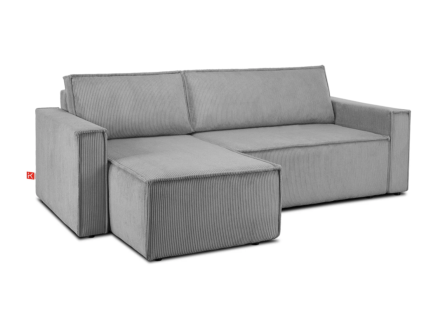 Ecksofa Big links/rechts - Schlaffunktion mit Cordbezug - hellgrau - NAPI